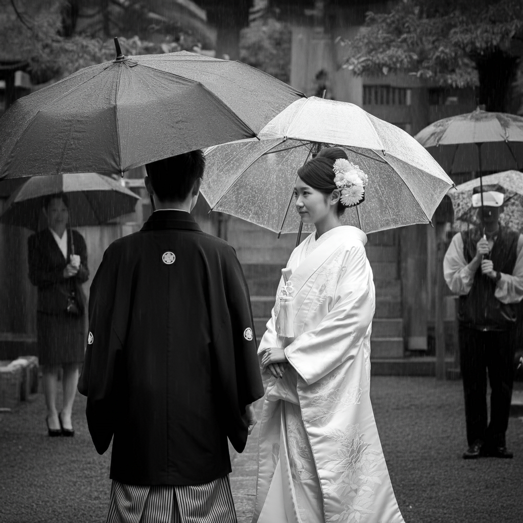 神社結婚式 雨